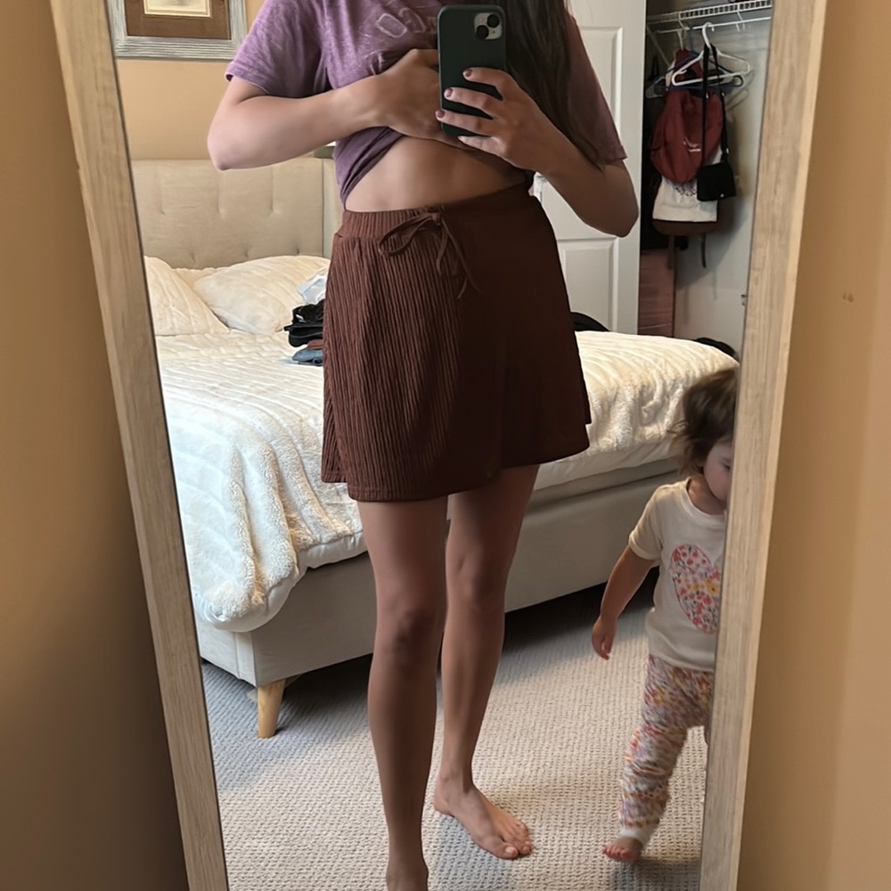 & Other Stories Brown Mini Skater Skirt